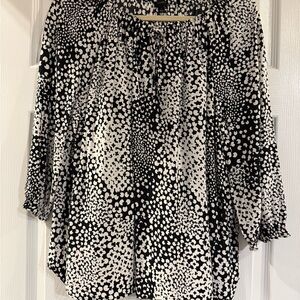 Talbots Black and White Patterned Blouse